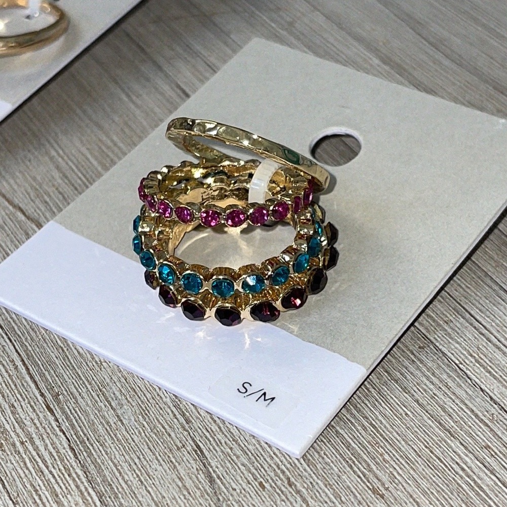 BP Gold Tone Rhinestone Stacking Rings - Picture 4 of 4